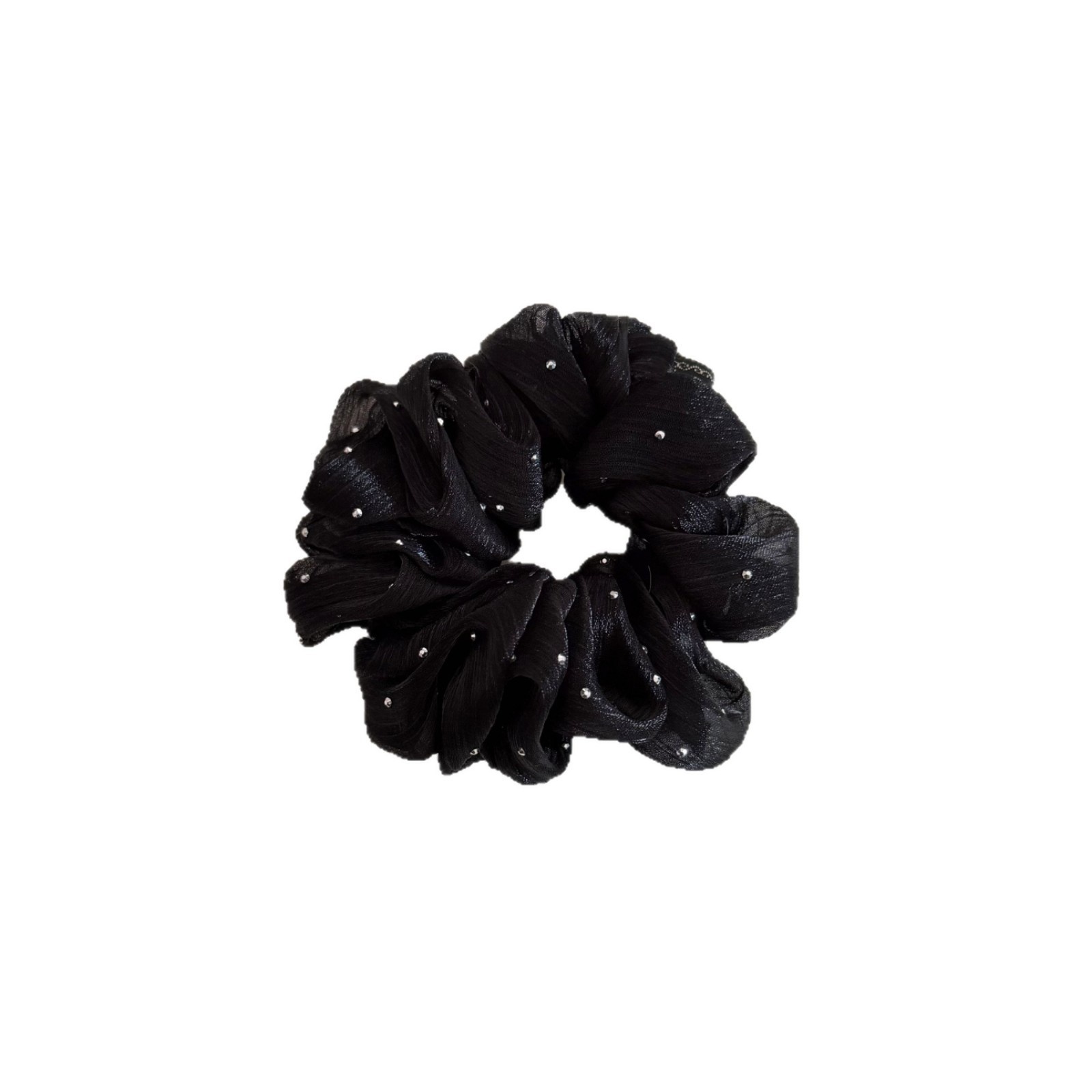 Women's Simple Rhinestone Gauze Hair Tie Sparkly Apricot