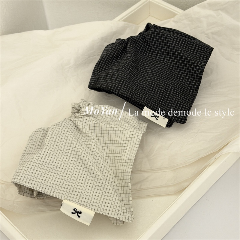 Women's Spring Fabric Hair Scrunchie Retro Black And White Plaid