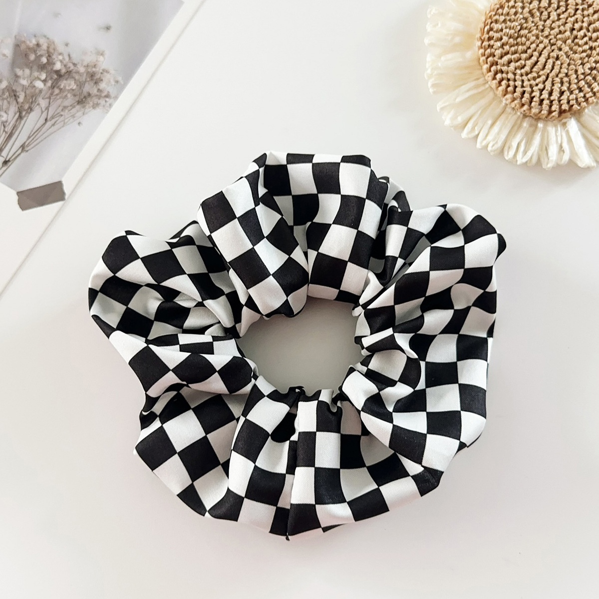 Women's Handmade Cloth Hair Ties Spooky Halloween Skull Spider Web Print