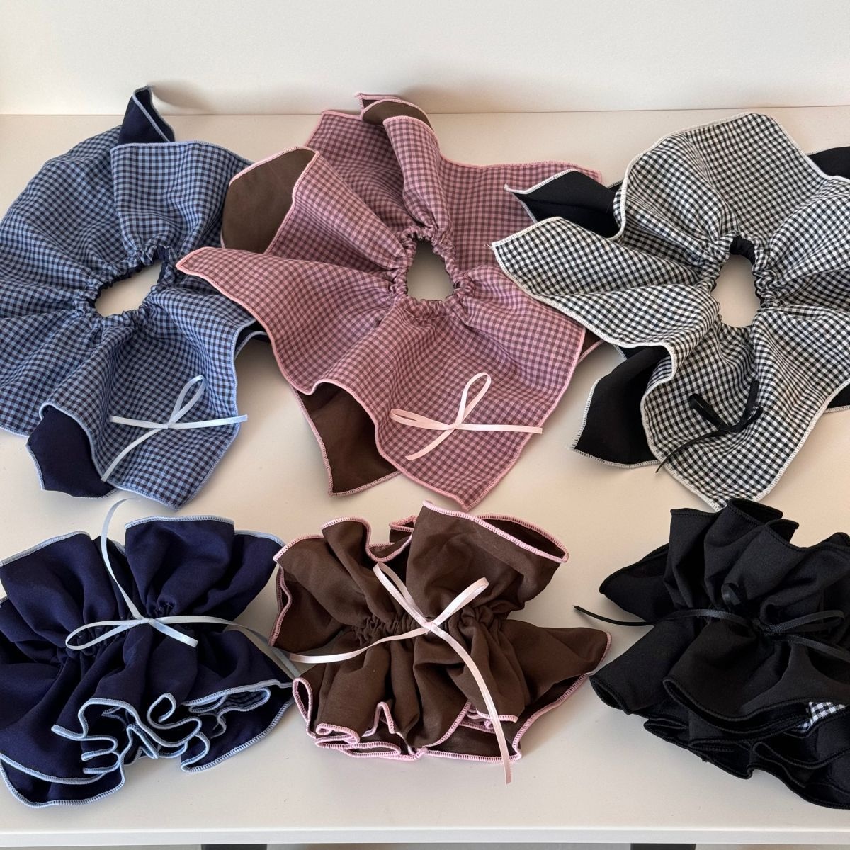 Women's Retro Plaid Double Layer Butterfly Knot Hair Tie Large Sweet Fabric Bow