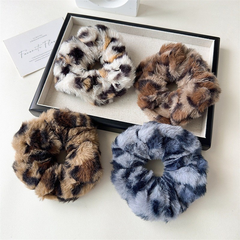 Women's Autumn Winter High Elastic Plush Large Bow Hair Bands Colorful