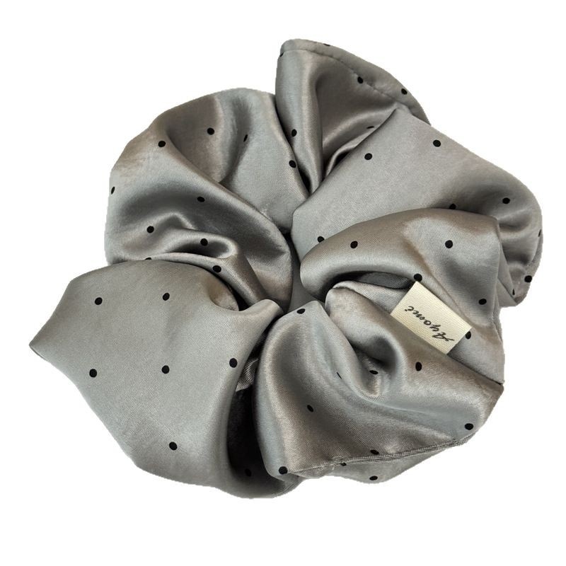 Women's Simple Summer Cloth Hair Tie Scrunchie Grey Polka Dots