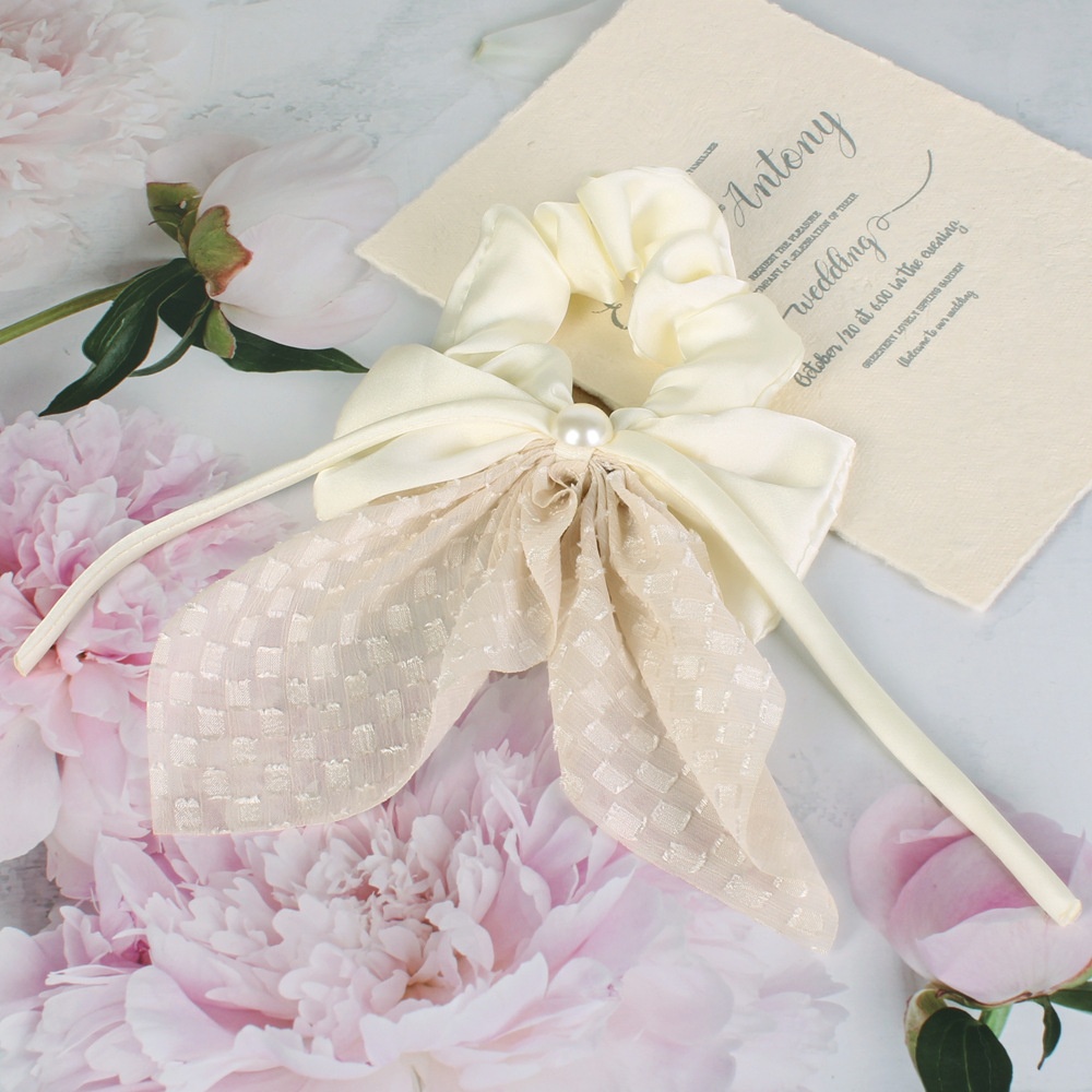 Girls High Elastic Lace Butterfly Knot Hair Ties Polka Dot Ponytail Sashes