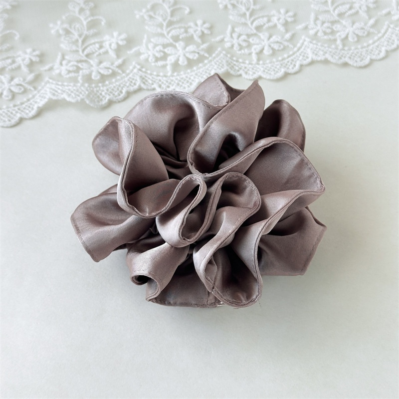 Women Shiny Satin Pleated Scrunchies Elegant Hair Ties Autumn Ponytail Ring