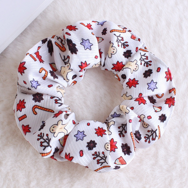 Unisex Holiday Cloth Hair Tie Scrunchie Christmas Snowman Pattern