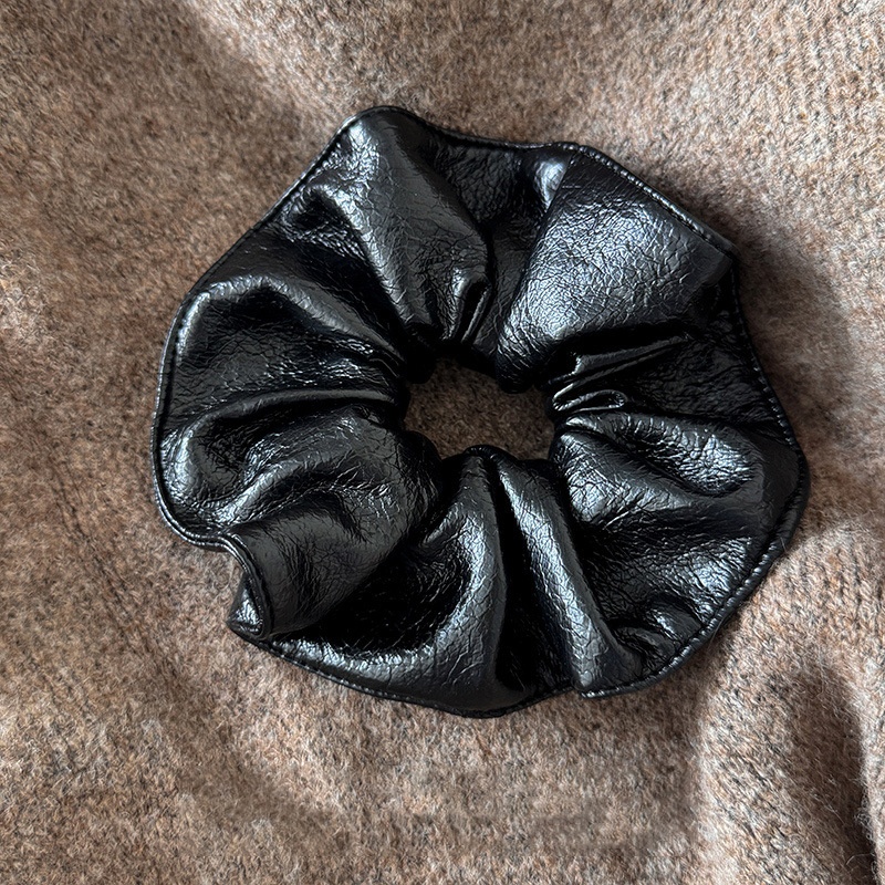 Women's Luxury Leather Lazy Bun Elastic Hair Bands Solid Colors