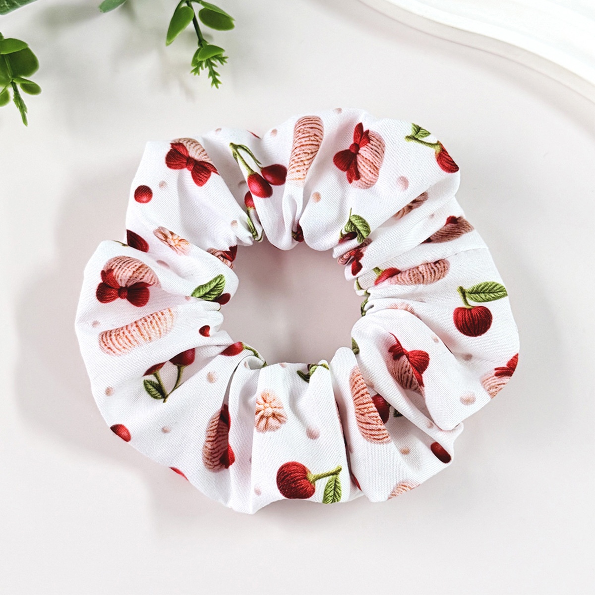 Women's Everyday Cloth Hair Tie Scrunchie Sweet Cherry Pattern