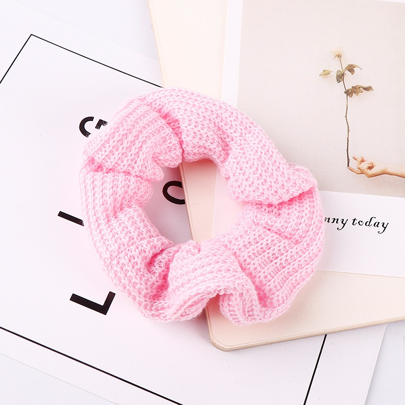 Women's Winter Thick Knitted Braided Hair Scrunchies Solid Color