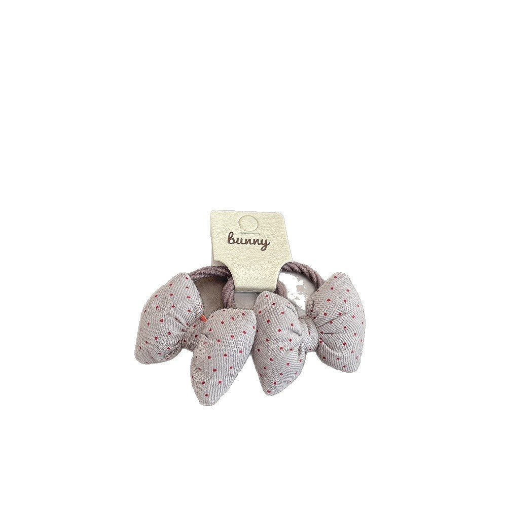 Girls Non-Damaging Cotton Hair Ties Cute Polka Dot Heart Bow Accessories