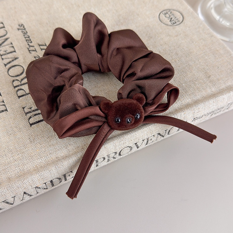 Women's Cute Bear Bow Cloth Scrunchie Autumn Hair Tie Accessory