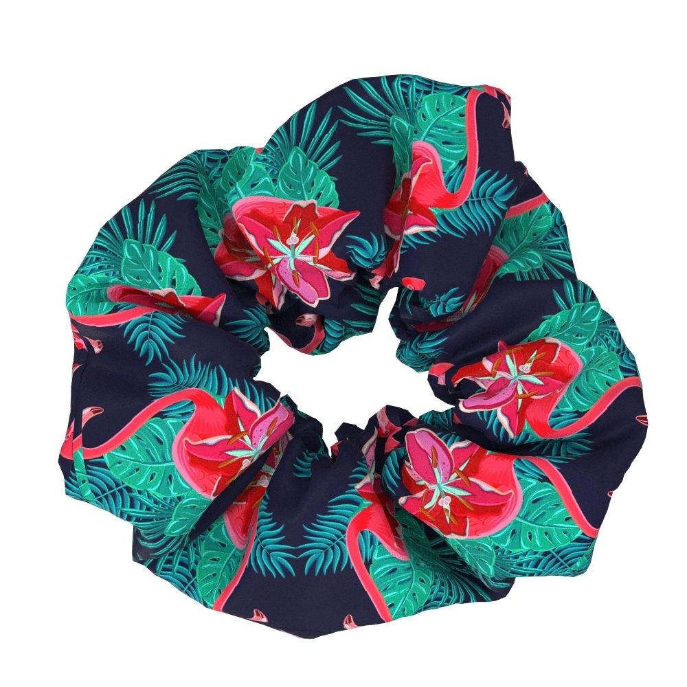 Women's Elegant Flamingo Fabric Hair Bands Sweet Versatile Cloth Scrunchies