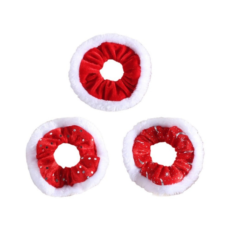 Unisex Holiday Cloth Hair Tie Scrunchie Christmas Snowman Pattern