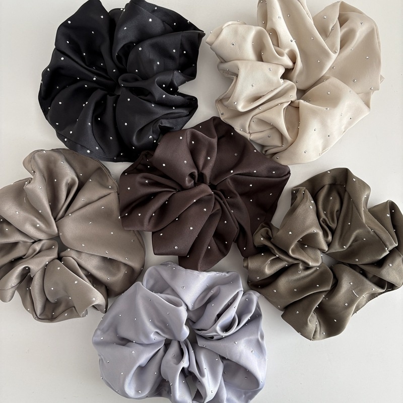 Women's Retro Rhinestone Star Satin Headband Solid Black And Beige