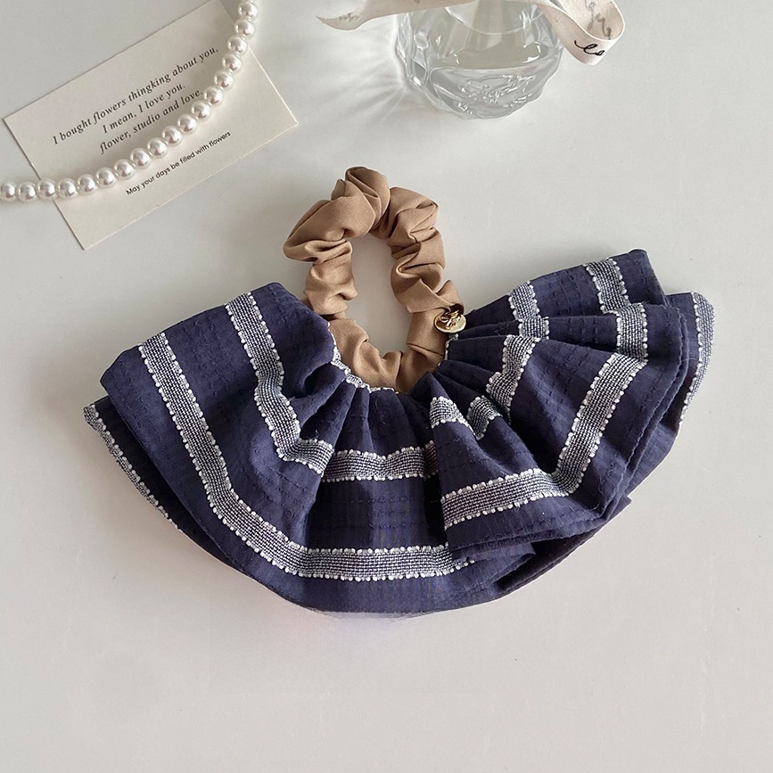 Women's Spring Commute Bubble Braid Cloth Hair Tie Grey Striped