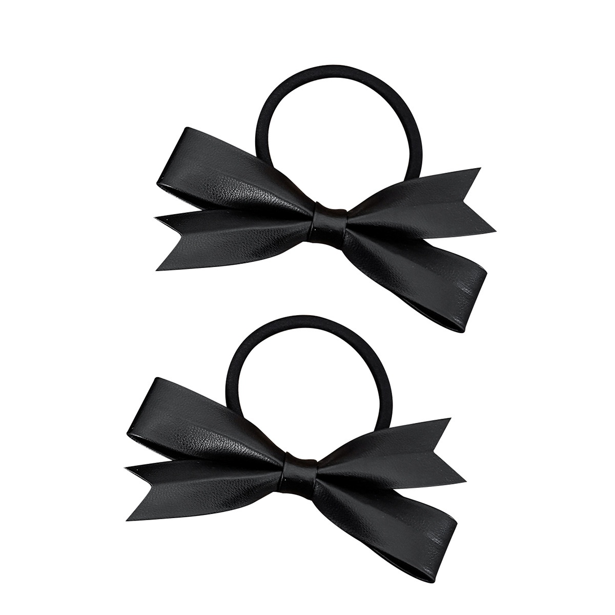 Women's High-End Leather Bowknot Hair Ties For Bun Solid Black