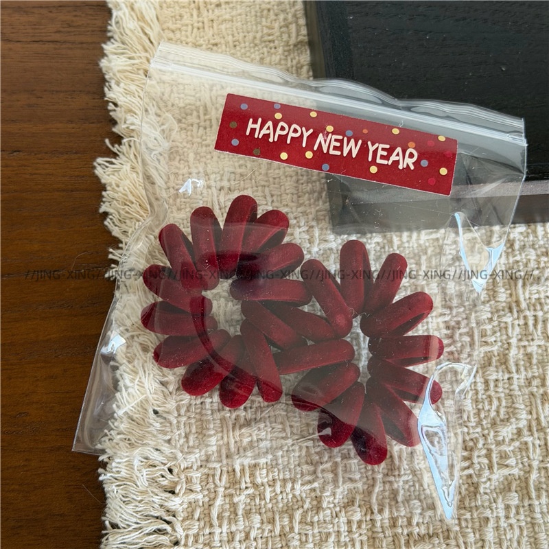 Women's Festive Elastic Cloth Hair Bands Red Solid Camo Leopard