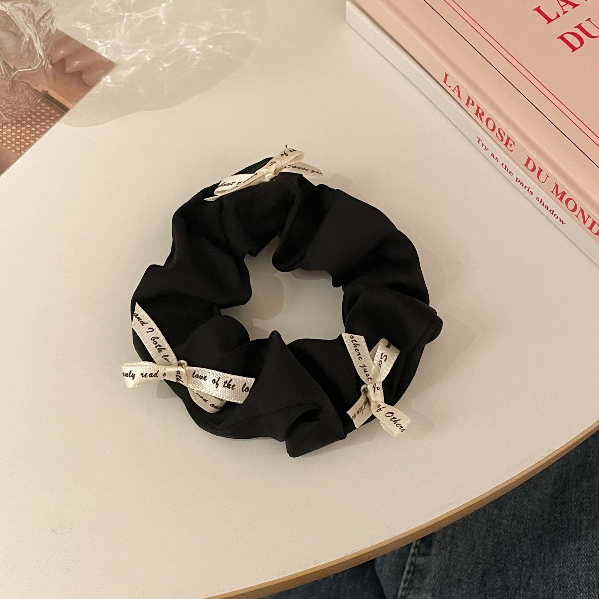 Women's Elegant Daily Cloth Hair Tie Black & White Butterfly Bow