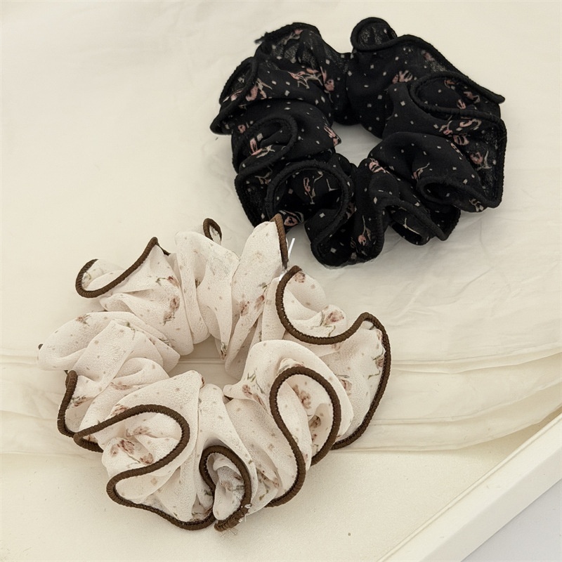 Women's Sweet Spring Soft Chiffon Hair Tie White Ditsy Floral