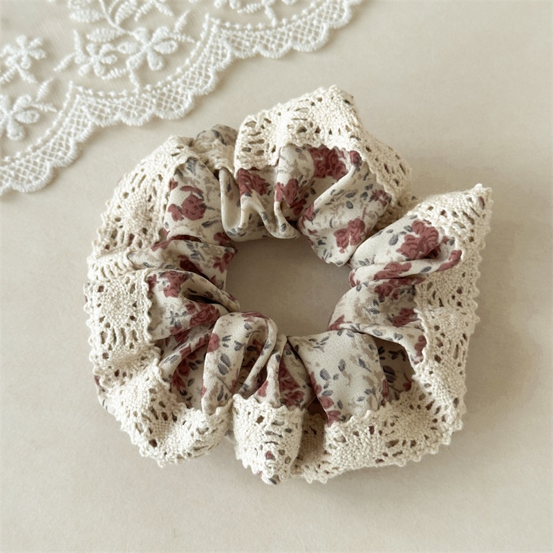 Women's Sweet Ditsy Floral Lace Scarf Hair Tie Cloth Accessory for Spring