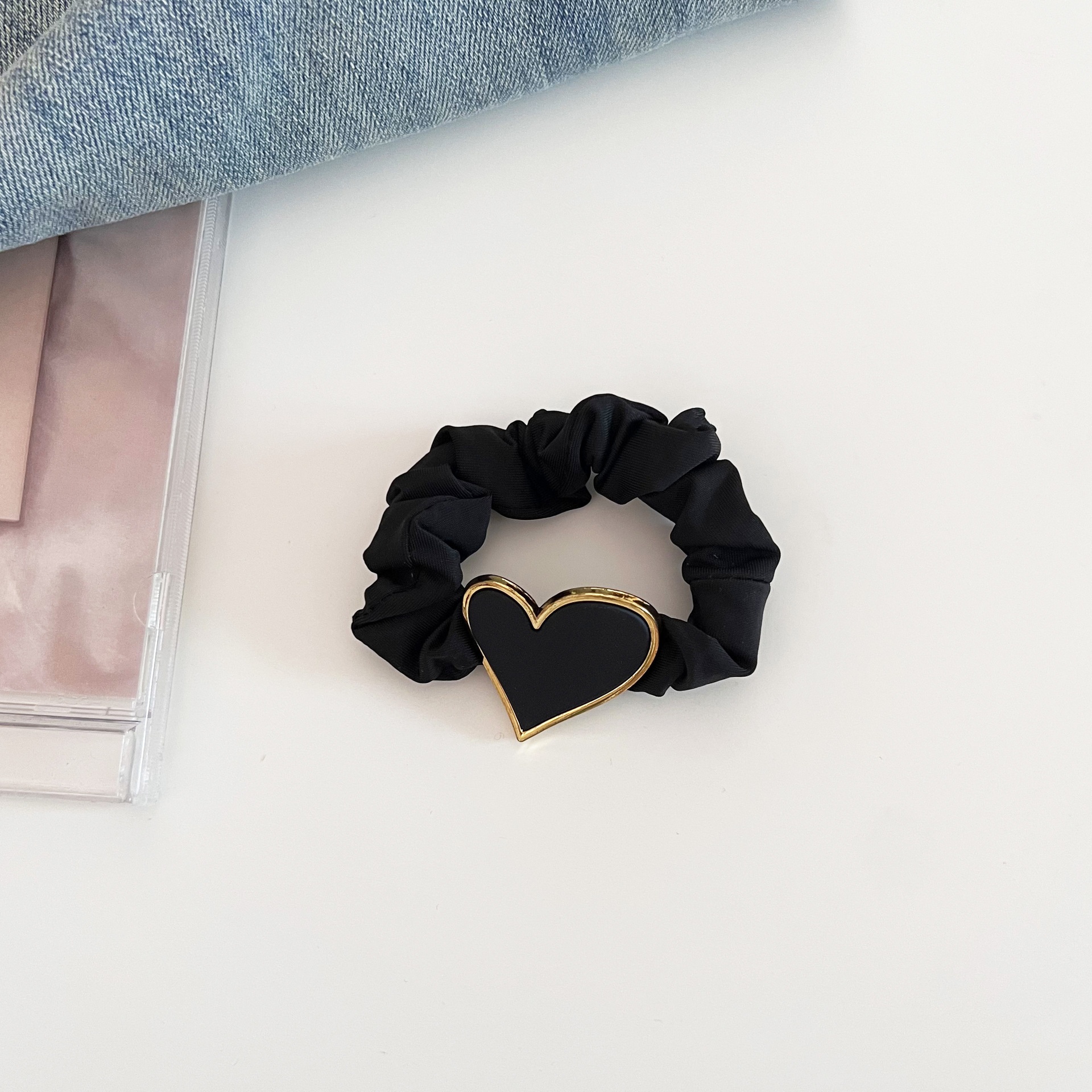 Women's Vintage Matte Cloth Hair Tie Casual Business Heart Shape