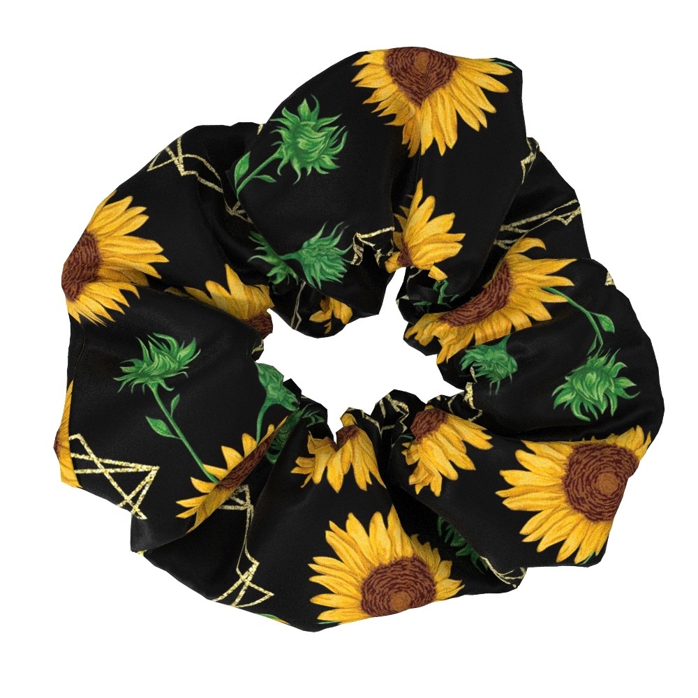 Women's Summer Cotton Elastic Hair Tie Giant Sunflower Pattern