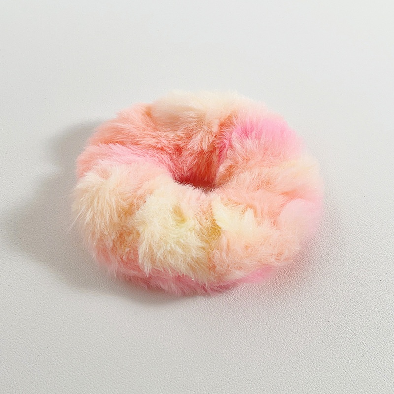 Women's Winter Soft Plush Elastic Hair Scrunchies Colorful Tie-Dye