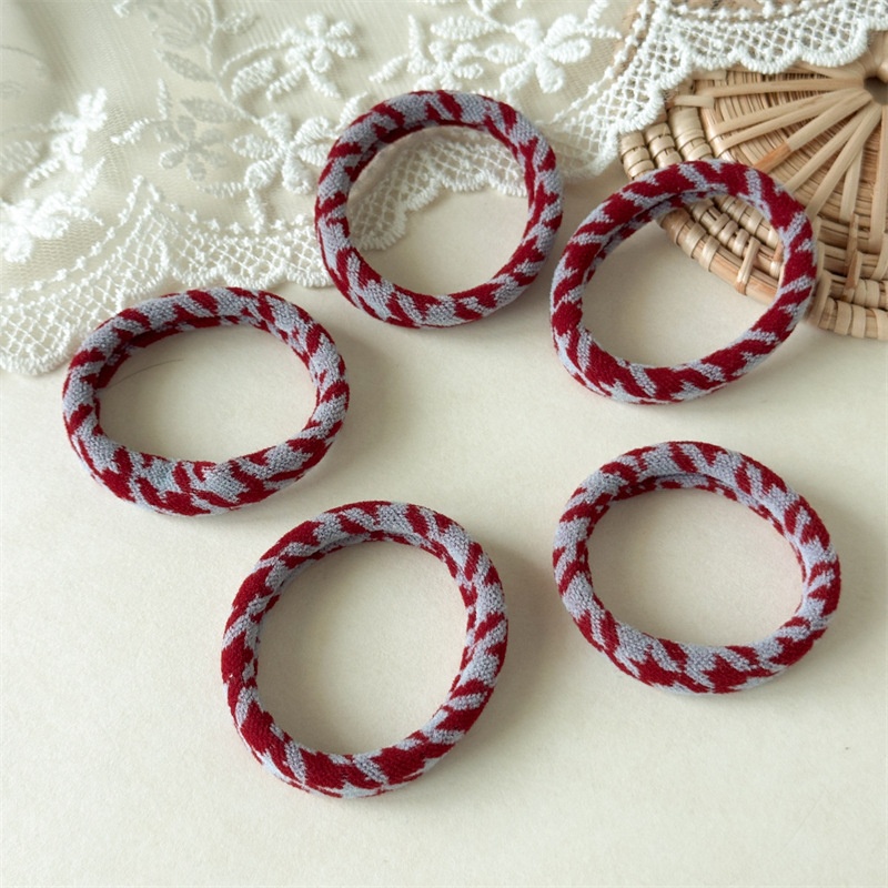 Women's 5Pcs Thickened Towel Hair Ties High Elasticity Winter Polka Dot Bands