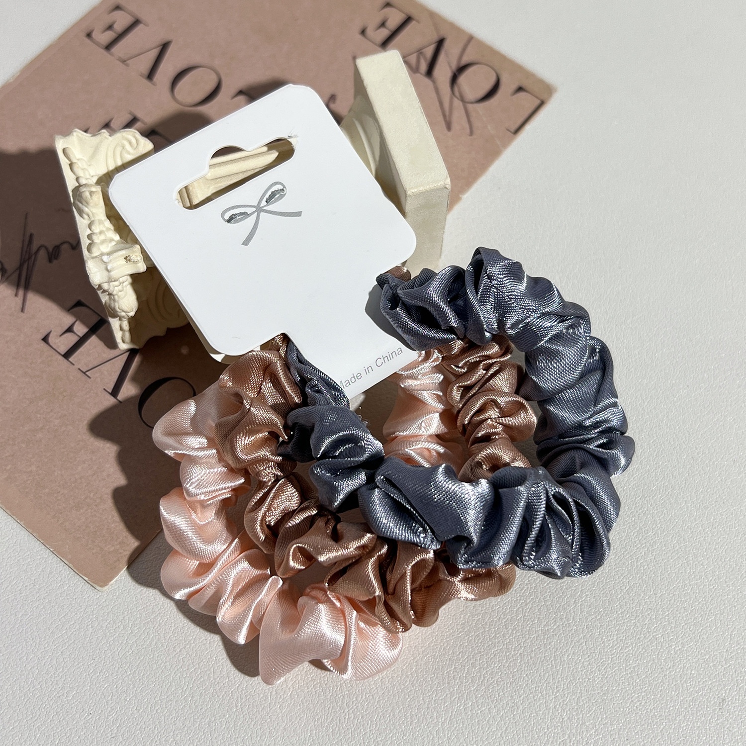 Women's Elegant Satin Scrunchies Damage-Free Ponytail Hair Ties Solid Color