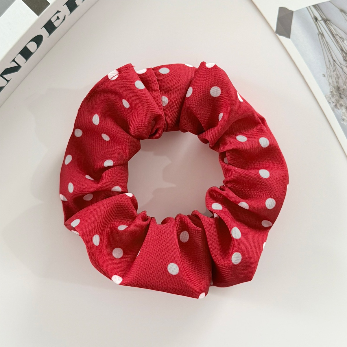 Women's All-Season High Elastic Fabric Hair Tie Minimalist Polka Dots