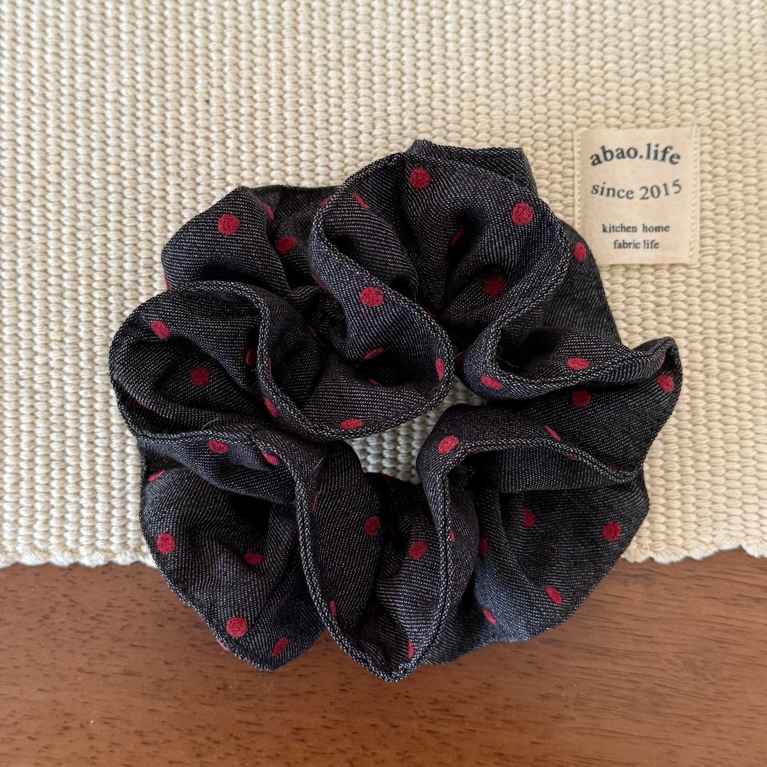 Women Large Denim Fabric Flower Tail Bun Hair Tie Multicolor Spot