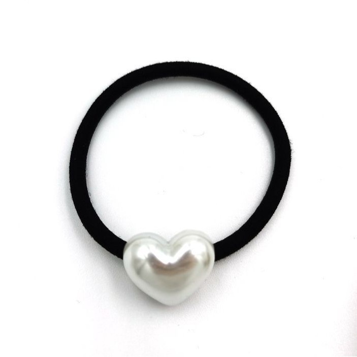 Women's Heart Shape Elastic Hair Bands Durable Fabric Bun Maker White Red