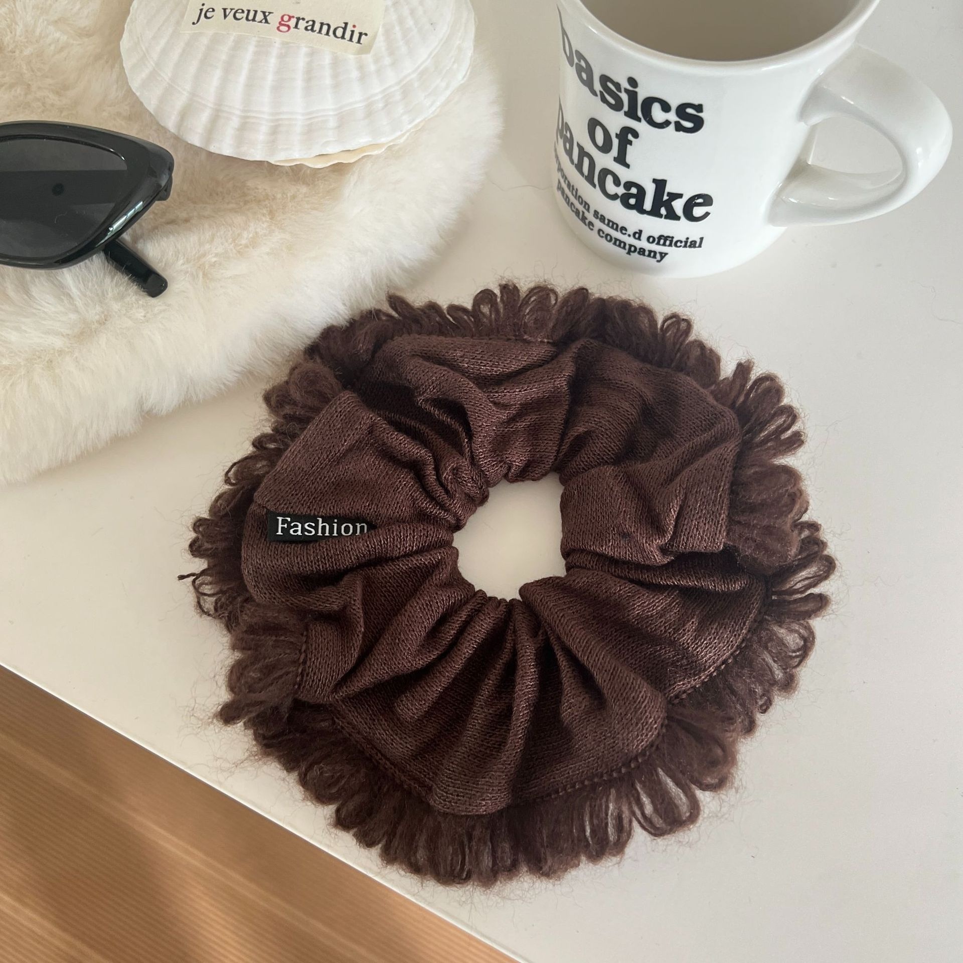 Women's Cozy Wool Yarn Hair Tie For Autumn & Winter Solid Color