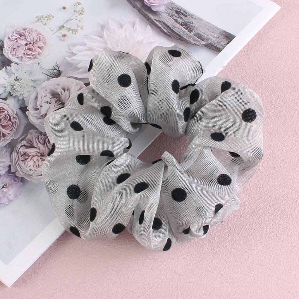 Women's Sweet Chiffon Donut Hair Tie For Summer Styling Pink Polka Dots