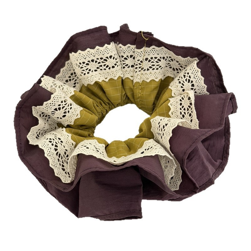 Women's Sweet Soft Cloth Everyday Lace Hair Tie Grey Color Block