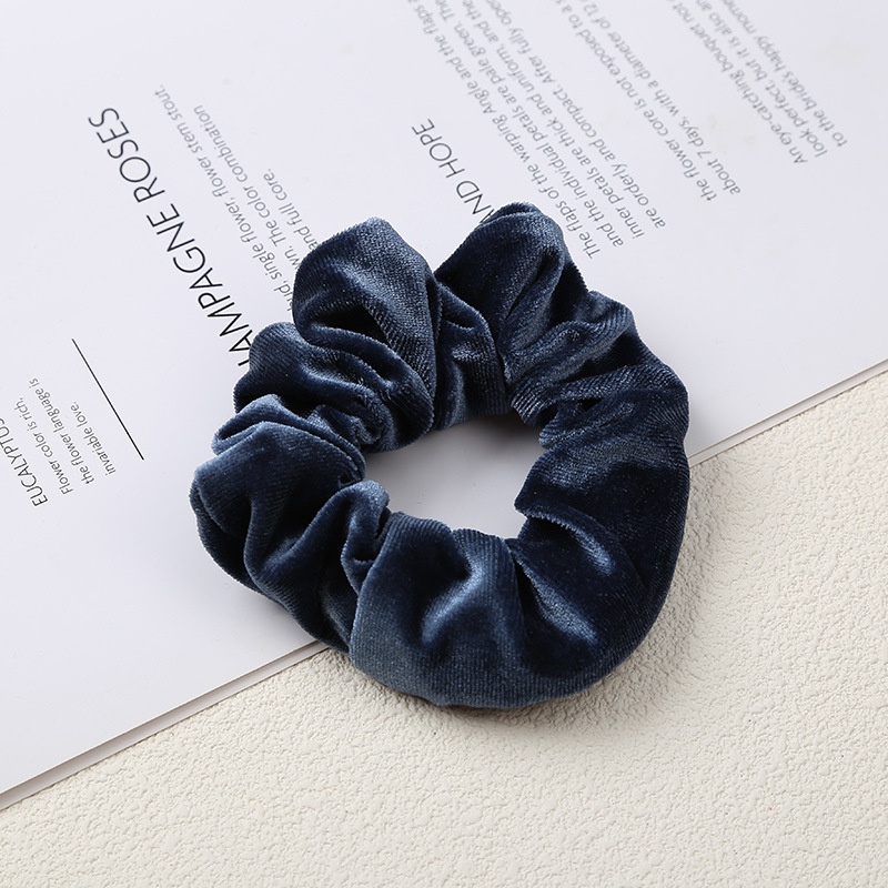 Women's Autumn Winter Velvet Zipper Scrunchie Hair Band Solid Color
