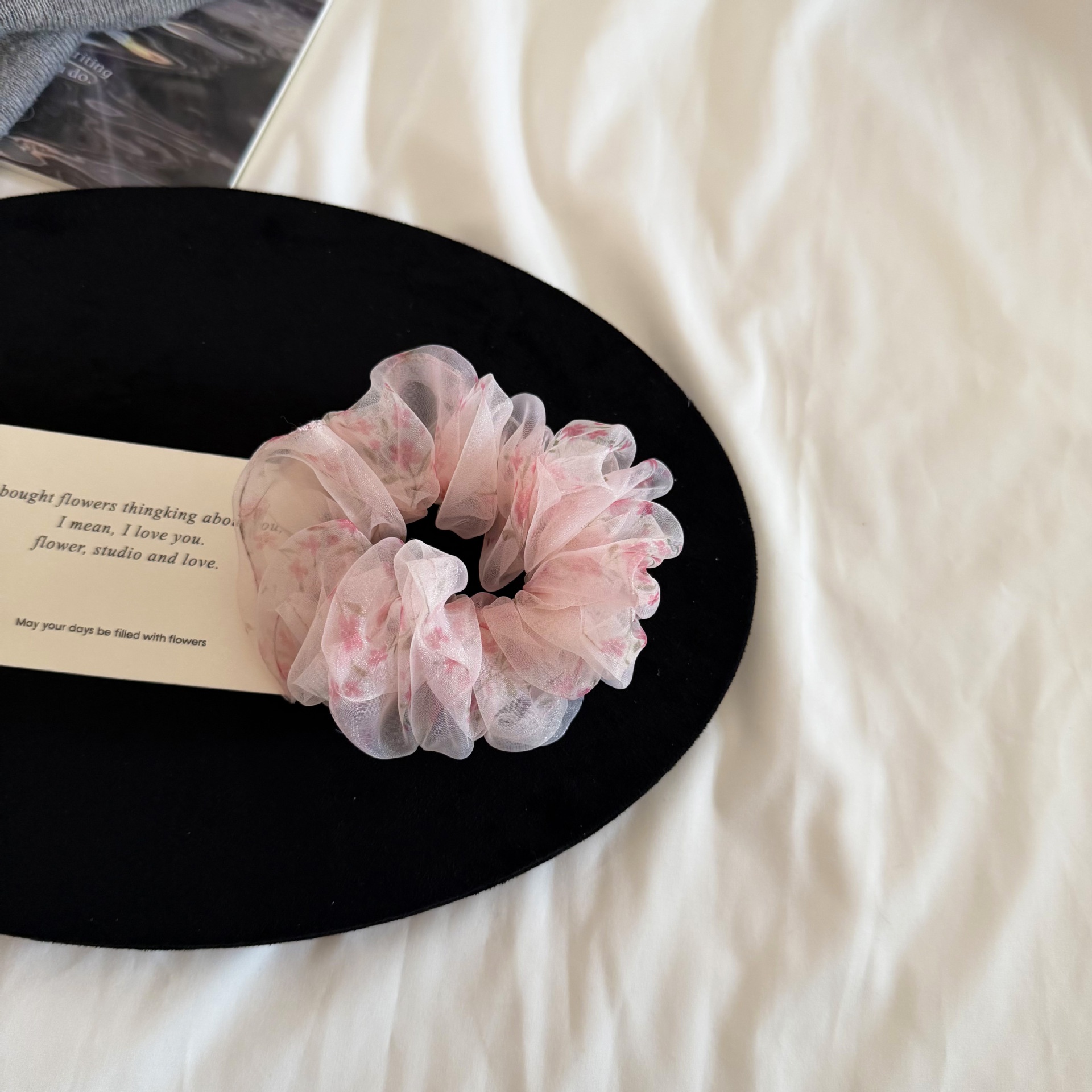 Women's Retro Organza Hair Scrunchie Spring Romantic Ditsy Floral