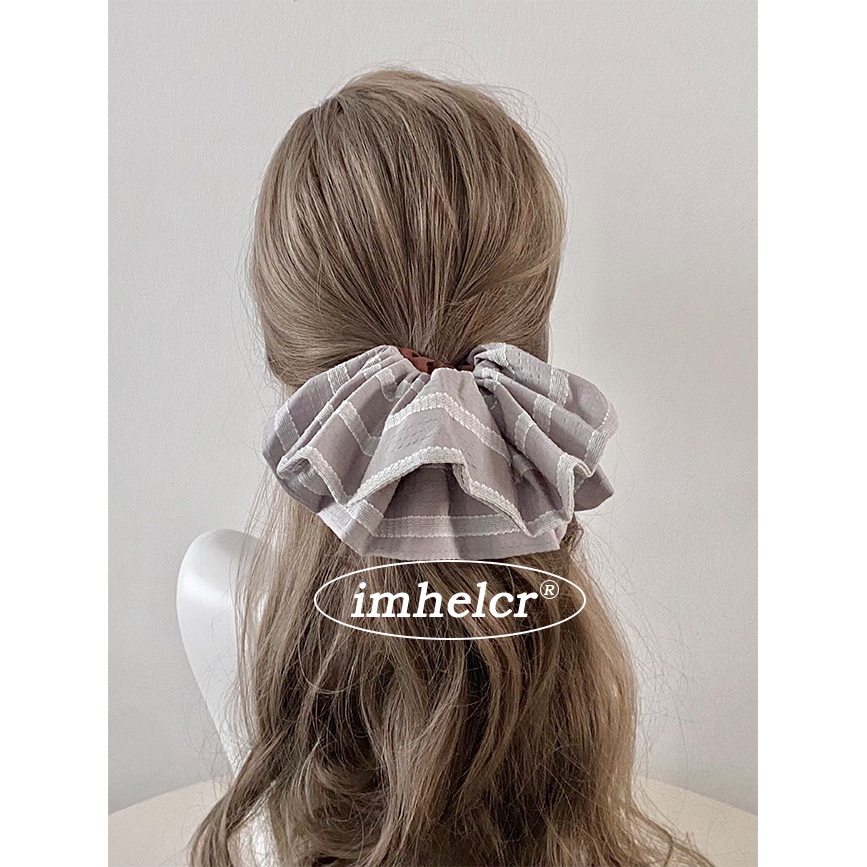 Women's Spring Commute Bubble Braid Cloth Hair Tie Grey Striped