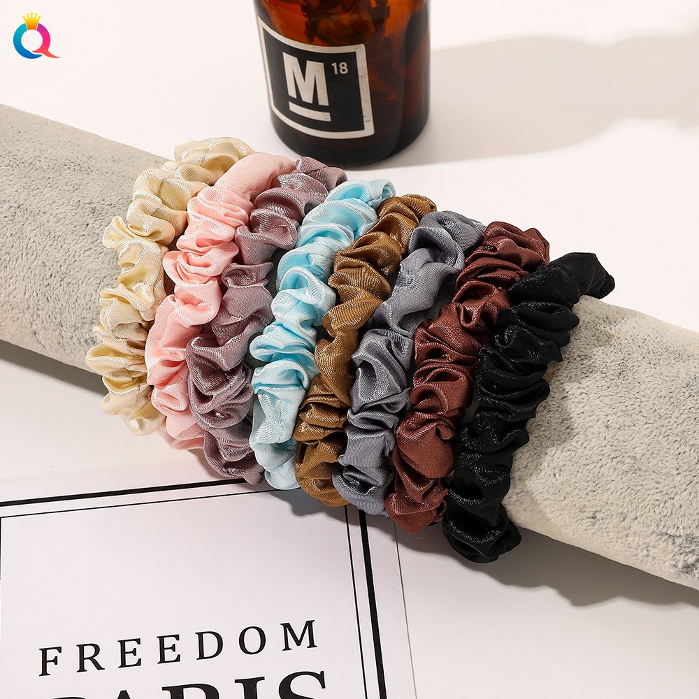 Women's Daily Satin Pleated Elastic Hair Scrunchie Solid Color