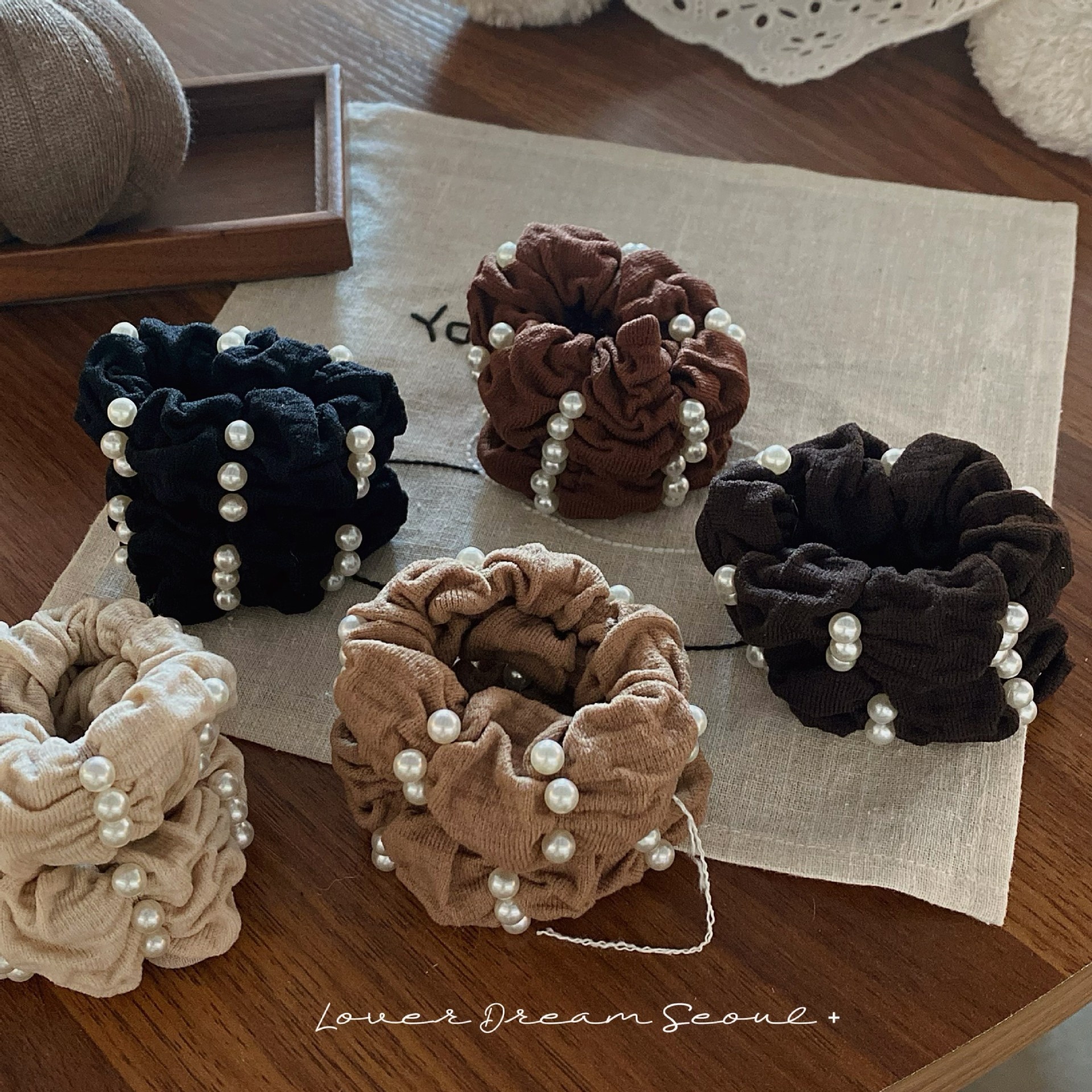 Girls Synthetic Telephone Cord Hair Ties Daily Wear Pearl Neutral Colors