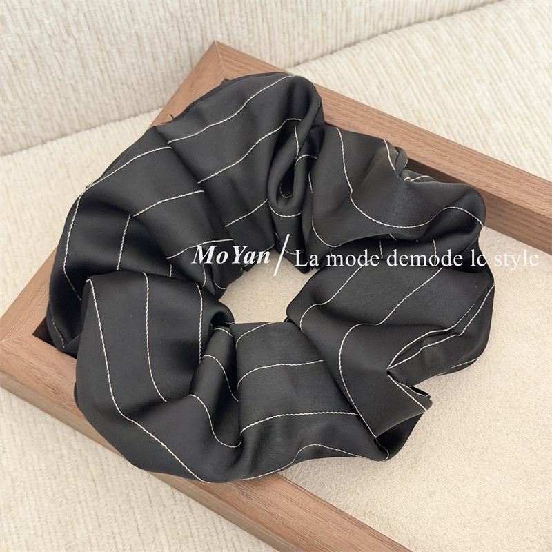 Women's Vintage Cloth Scrunchie Hair Tie Striped Apricot Coffee Black