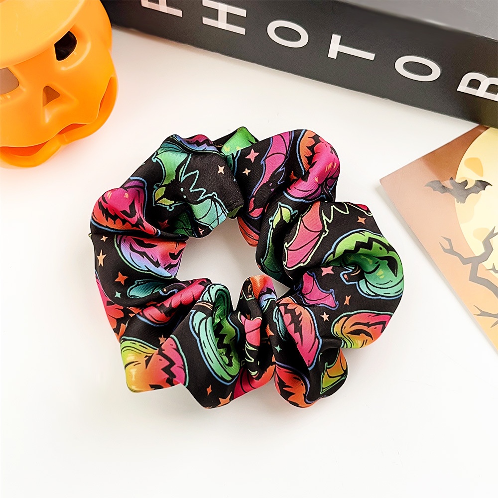 Women's Halloween Cloth Elastic Scrunchies Retro Pumpkin Skull