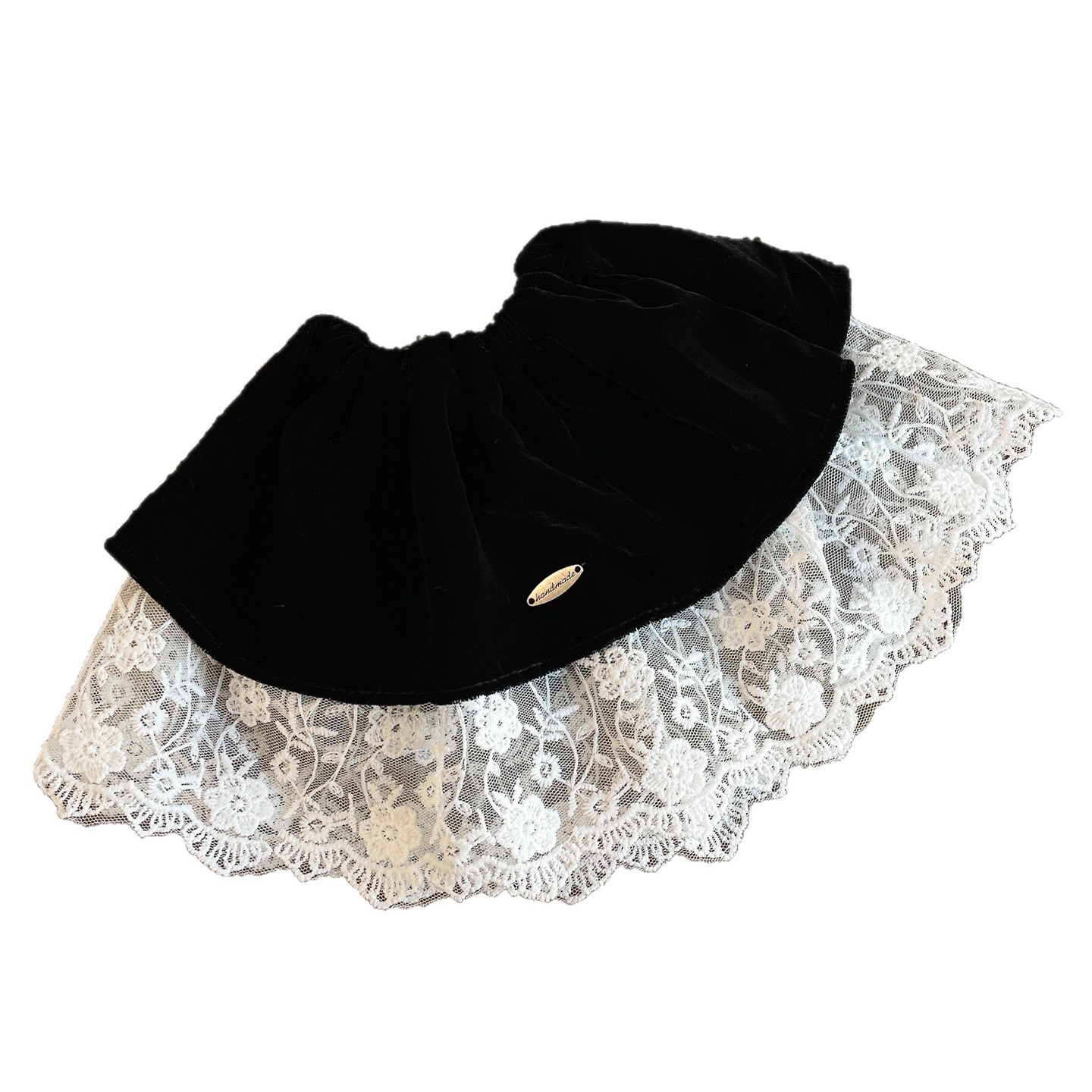 Women's Autumn Winter Velvet Hair Tie French Retro Large Black Lace