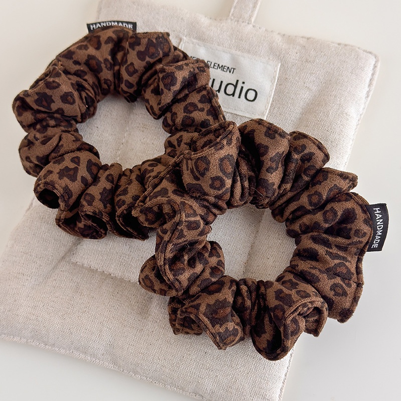 Women's French Suede Elastic Hair Band Ponytail Holder Leopard Print
