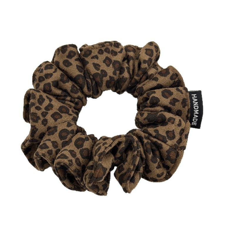 Women's Vintage Soft Hair Tie For Daily Wear Coffee Black Leopard Print