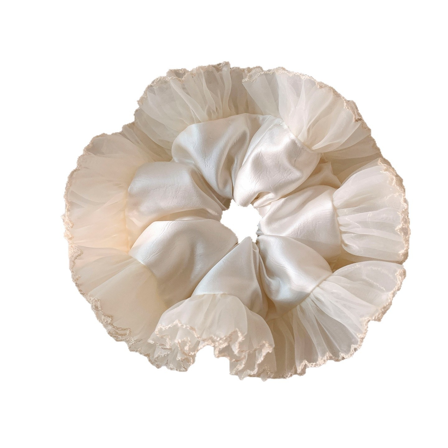 Women's Elegant Winter Satin Gauze Hair Tie Irregular White