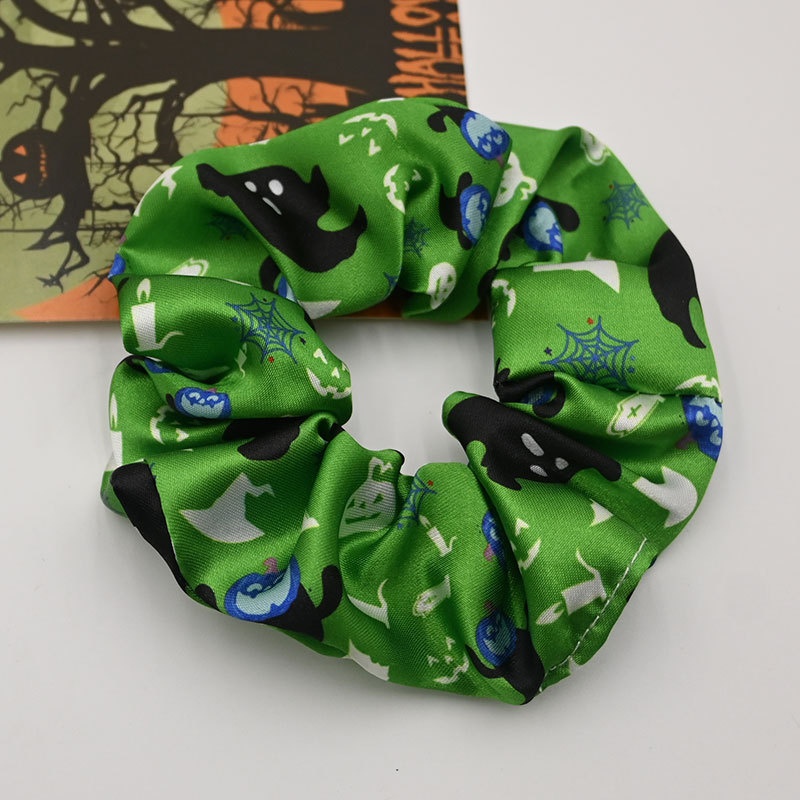 Women's Elastic Cloth Hair Scrunchie Cartoon Halloween Pumpkin Print