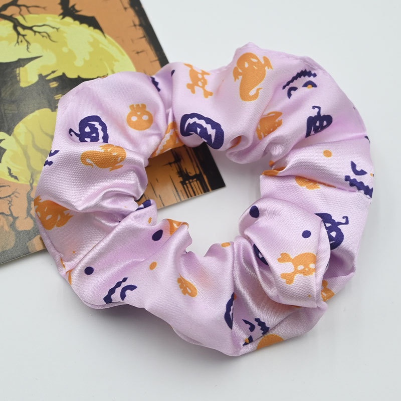 Women's Elastic Cloth Hair Scrunchie Cartoon Halloween Pumpkin Print