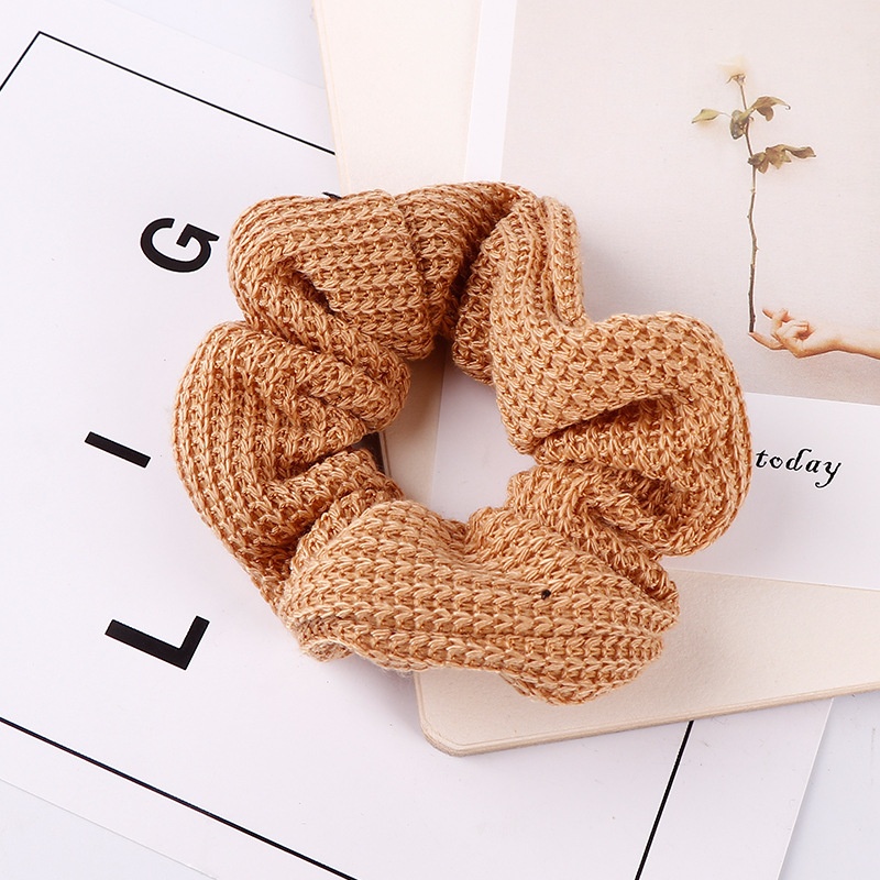 Women's Winter Thick Knitted Braided Hair Scrunchies Solid Color