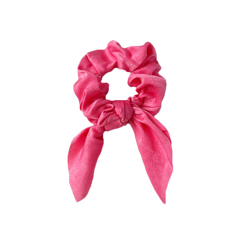Women's Handmade Rabbit Ear Scrunchie Daily Hair Tie Solid Satin Bow