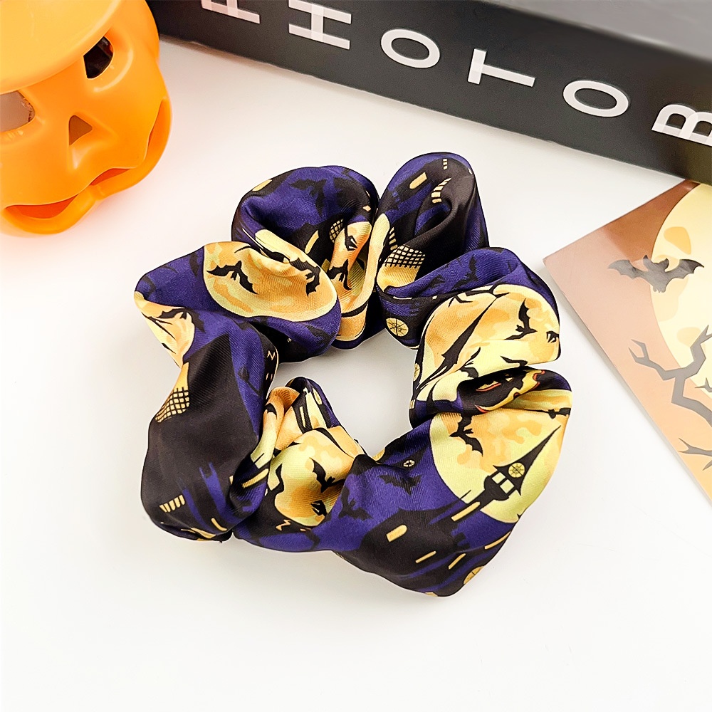 Women's Halloween Cloth Elastic Scrunchies Retro Pumpkin Skull